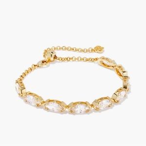 Kendra Scott Genevieve Gold Delicate Chain Bracelet in White Crystal